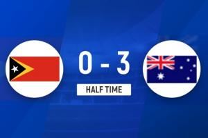 U23亚预赛：半场-澳大利亚暂3-0东帝汶，澳大利亚轮换7人4分钟2球